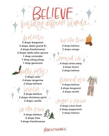 Believe Holiday Diffuser Blends Card